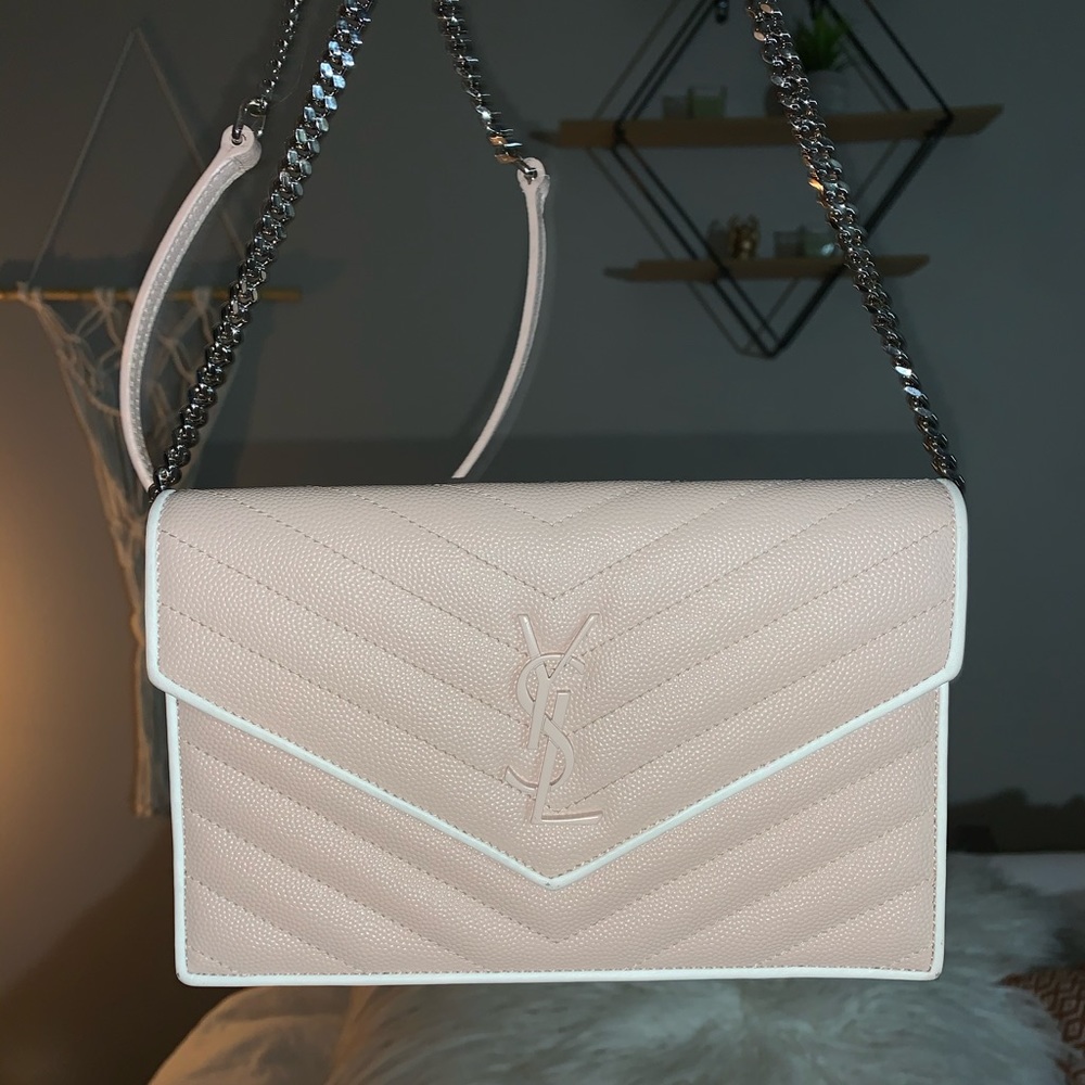 Blush YSL Monogram Chain Wallet